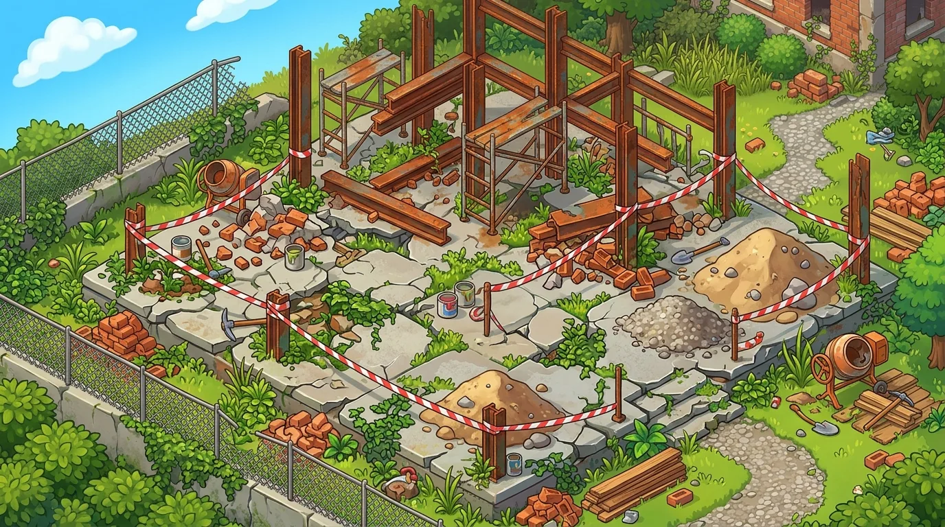 Downtown construction site before restoration