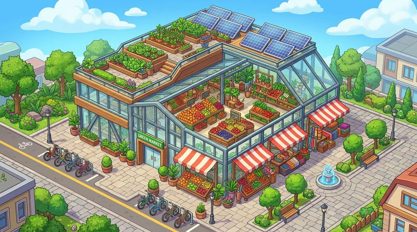 Hydroponic Market Pavilion in Green Oasis
